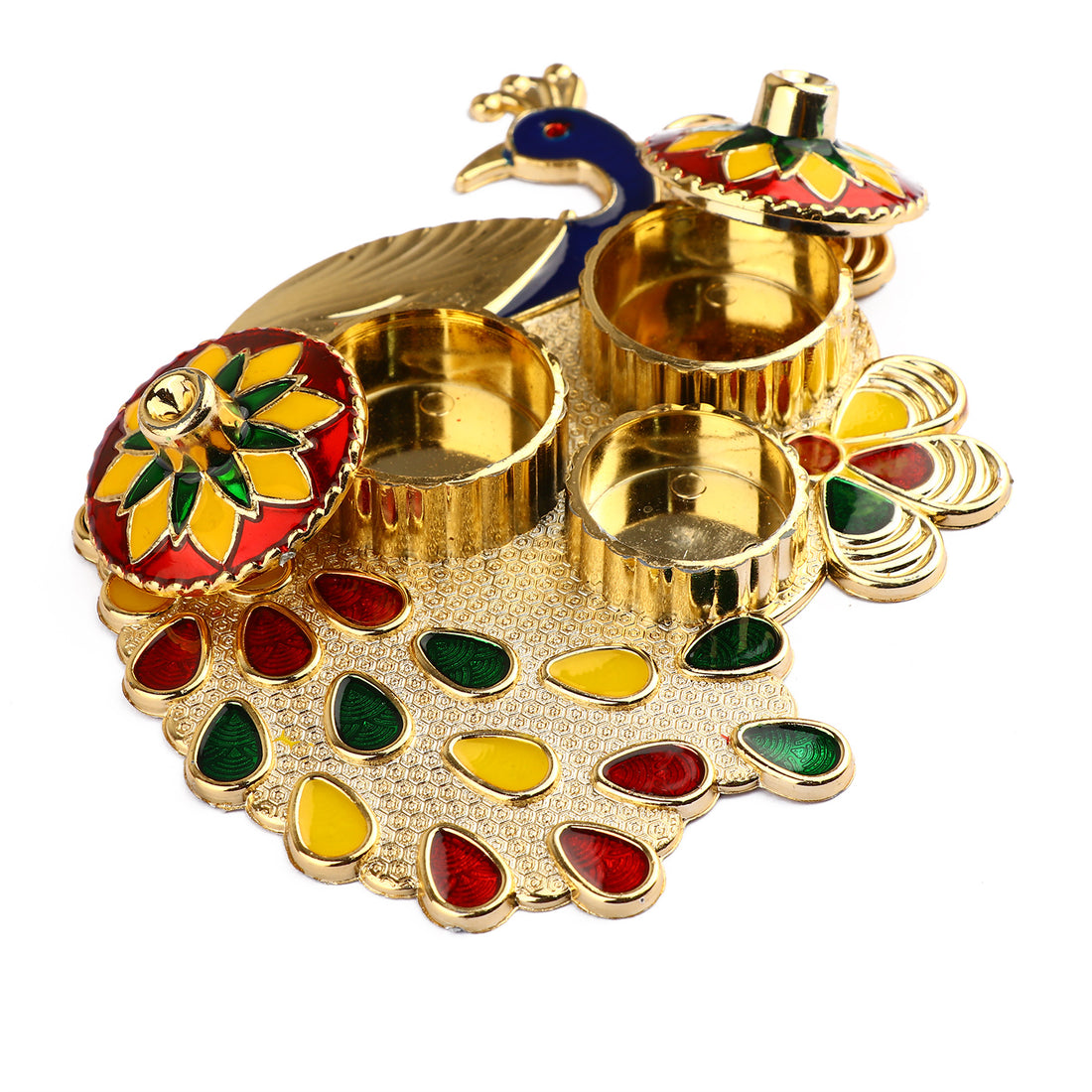 Alluring Peacock Roli Akshat Platter