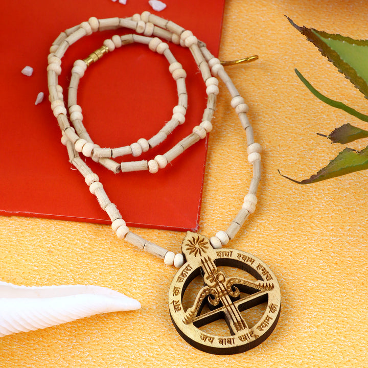 100% Pure Gratifying Tulsi Neck Mala with natural Tulsi beads and a Jai Baba Khatu Shyam locket, ideal for devotional wear and spiritual connection. India’s Premium Jap Mala Store- www.satvikstore.in