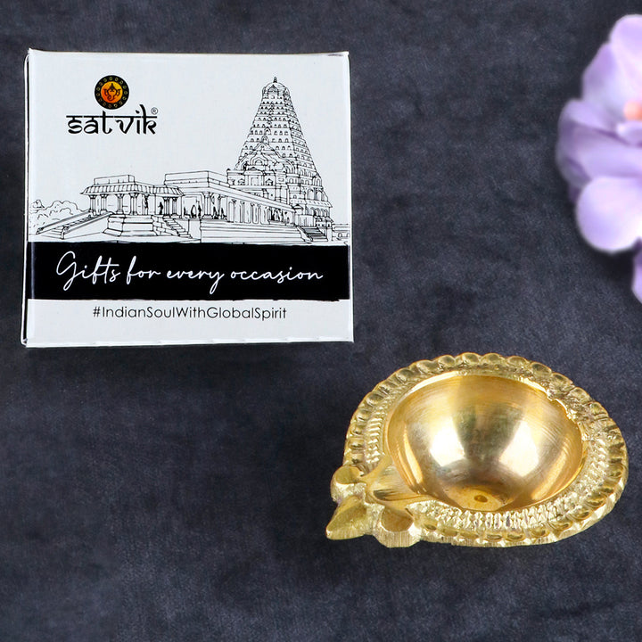 Pure Brass Lakshmi Diya β Traditional oil lamp with Goddess Lakshmi motif, ideal for Diwali, pooja, and auspicious rituals. Indiaβs Largest Pooja Accessories Brand β www.satvikstore.in