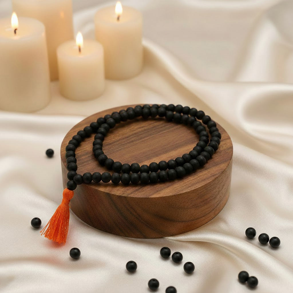 6mm Govt. Certified Karungali Jap Mala with 108+1 Beads – Authentic Ebony Prayer Beads for Meditation, Spiritual Growth, and Positive Energy. India’s Premium Jap Mala Store - www.satvikstore.in