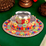 3 Pcs Karwa Chauth Handmade Floral Thali Set
