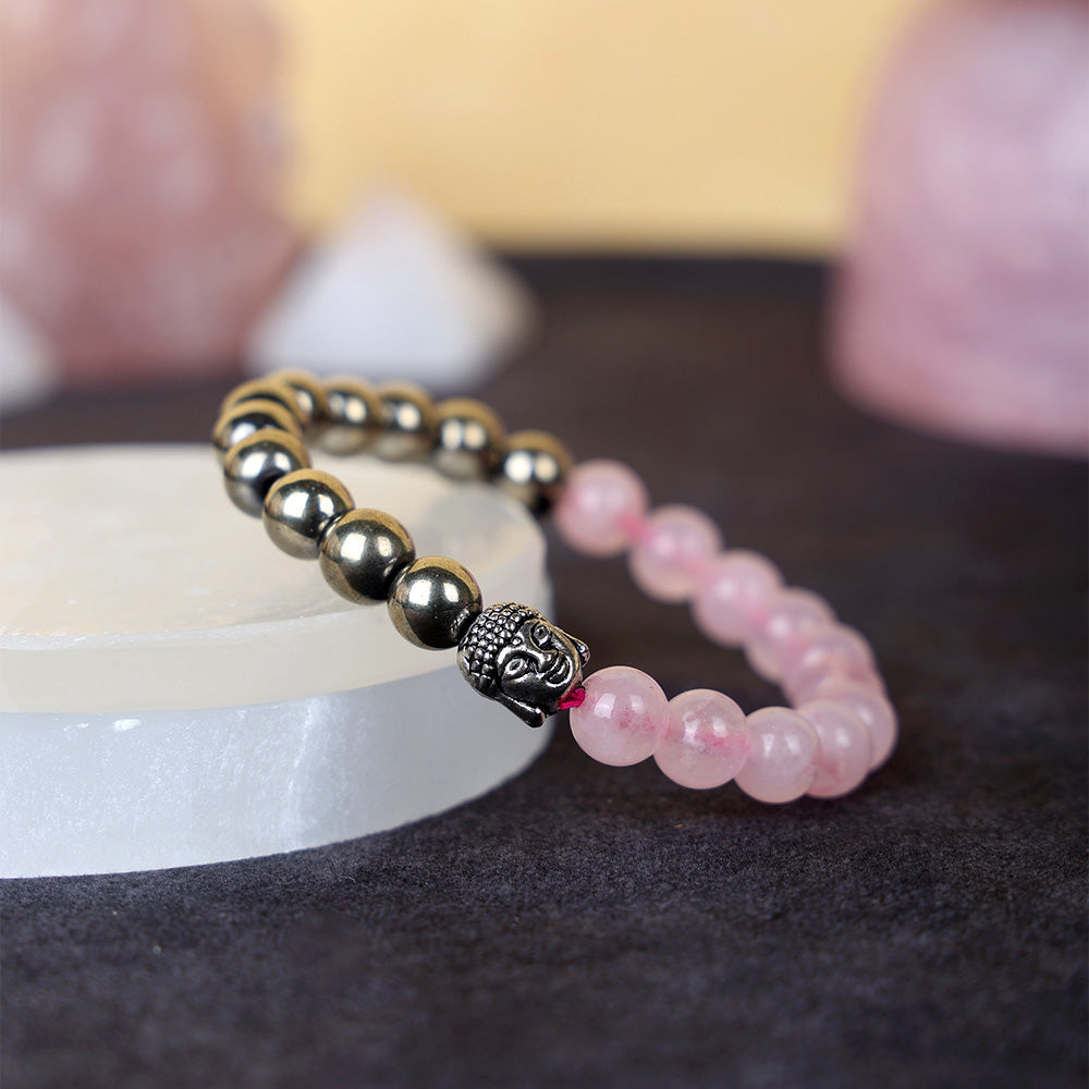 Rose Quartz & Golden Pyrite Bracelet Stylish Spiritual Wear