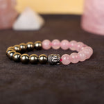 Rose Quartz & Golden Pyrite Bracelet Stylish Spiritual Wear