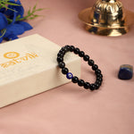 Raw Pyrite, Rose Quartz & Black Obsidian Bracelet Combo with Hanuman Chalisa Pendant