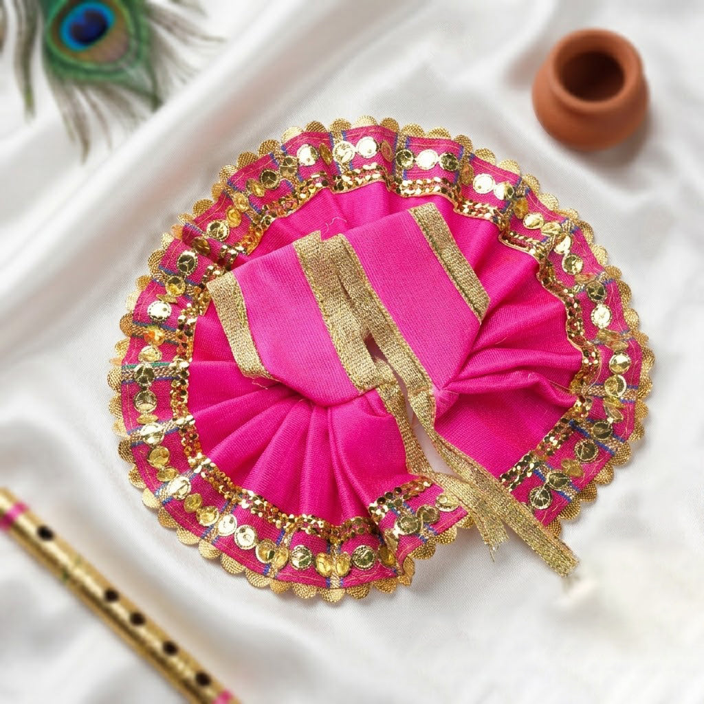 Size No.1 Designer Sequined Round Laddu Gopal Dress