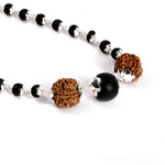 Silver Plated Karungali Mala 8mm with Rudraksha Govt Certified
