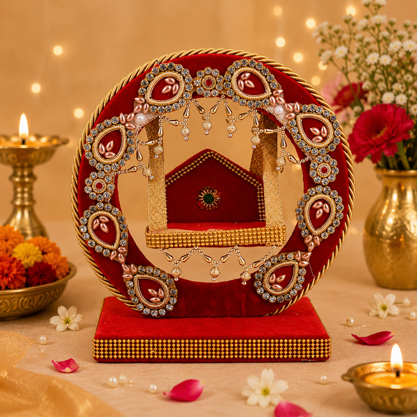Decorative Laddu Gopal Ji Jhula - Divine Swing (Red)