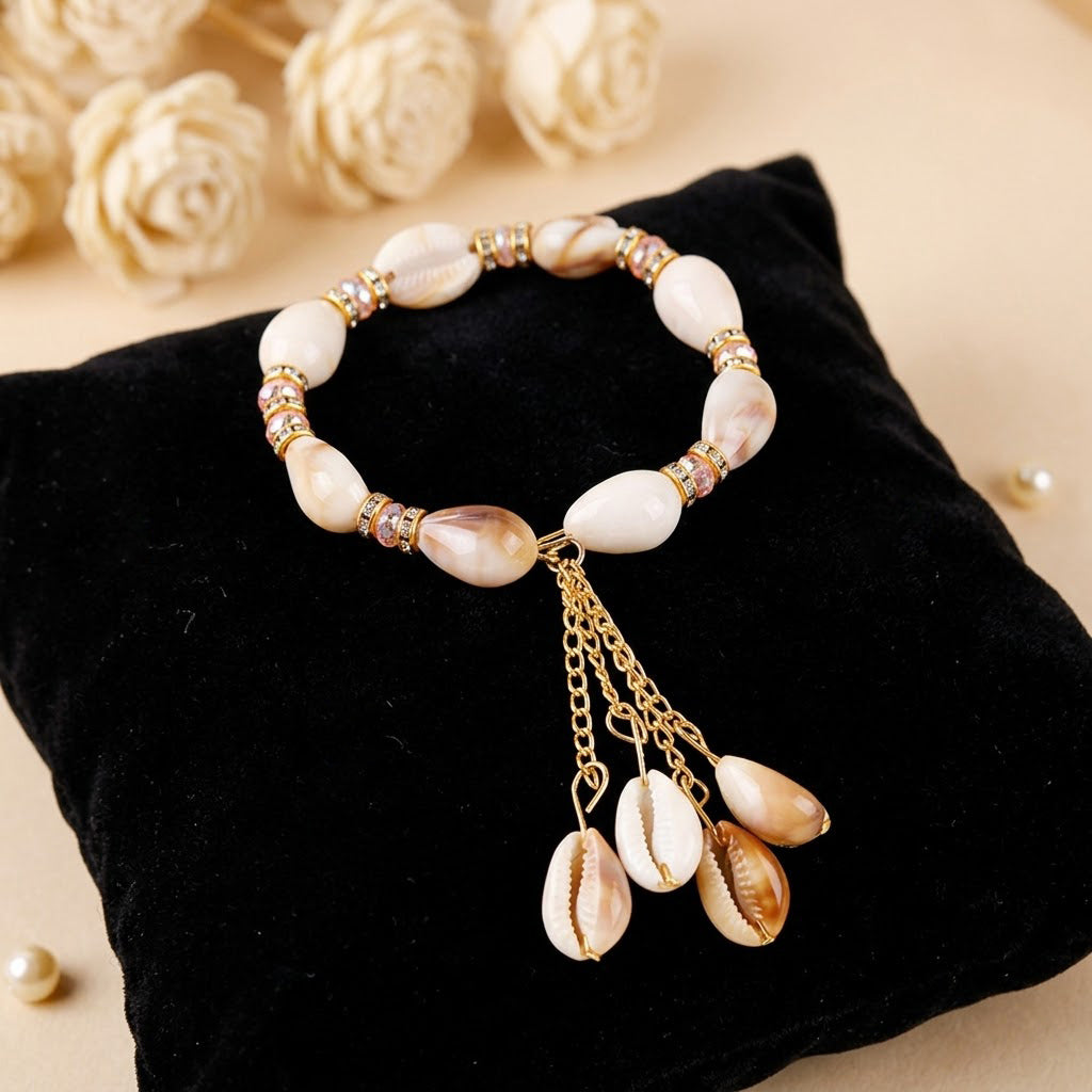 Natural Cowrie Shell Beaded Lumba Bracelet Rakhi