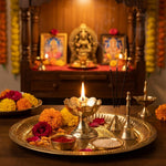 Brass Flower-Shaped Payali Diya