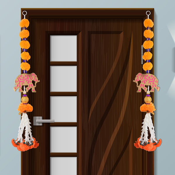 Handcrafted Floral Door Hanging Bandhanwar with Elephant Cutout