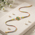 Multicolor Enamel Flower and Crystal Kids Rakhi