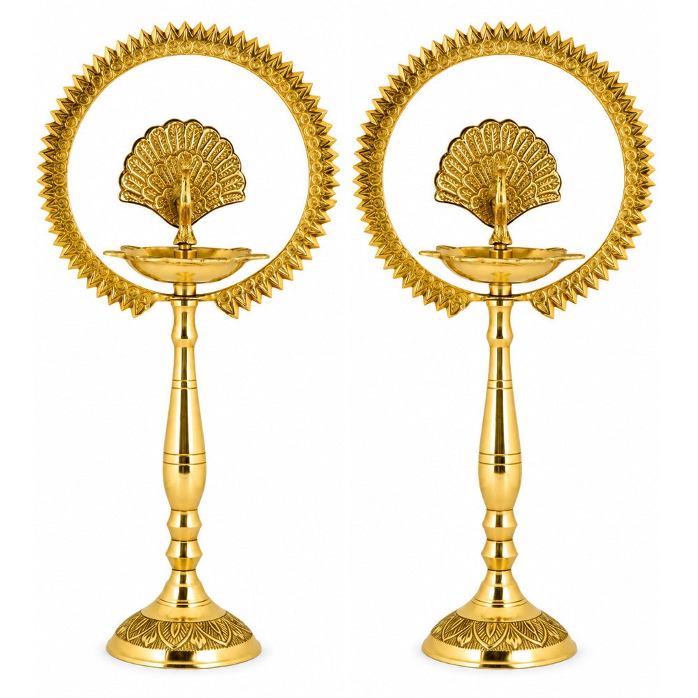 20 Inch Mor Kiran Style Brass Kerala Diya