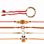 Handcrafted Om Swastik Rainbow Rakhi Combo (Set of 5)