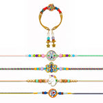 Meenakari Peacock Family Rakhi Pack (Set of 5)