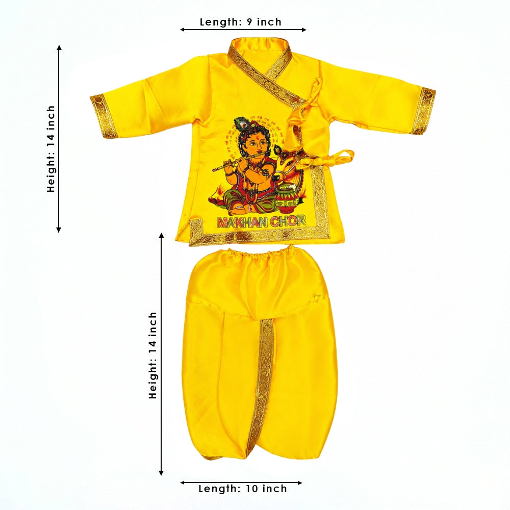 Size 1 Makhan Chor Yellow Krishna Dress with Golden Border