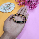 Black Om Beaded Jai Guru Ji Bracelet, Handmade Bracelets for Men and Women