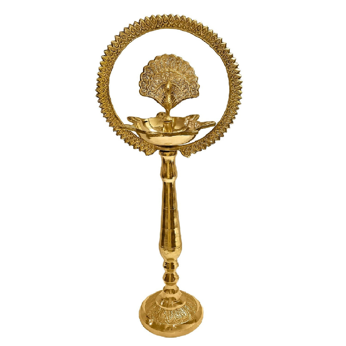 17 Inch Mor Kiran Style Brass Kerala Diya
