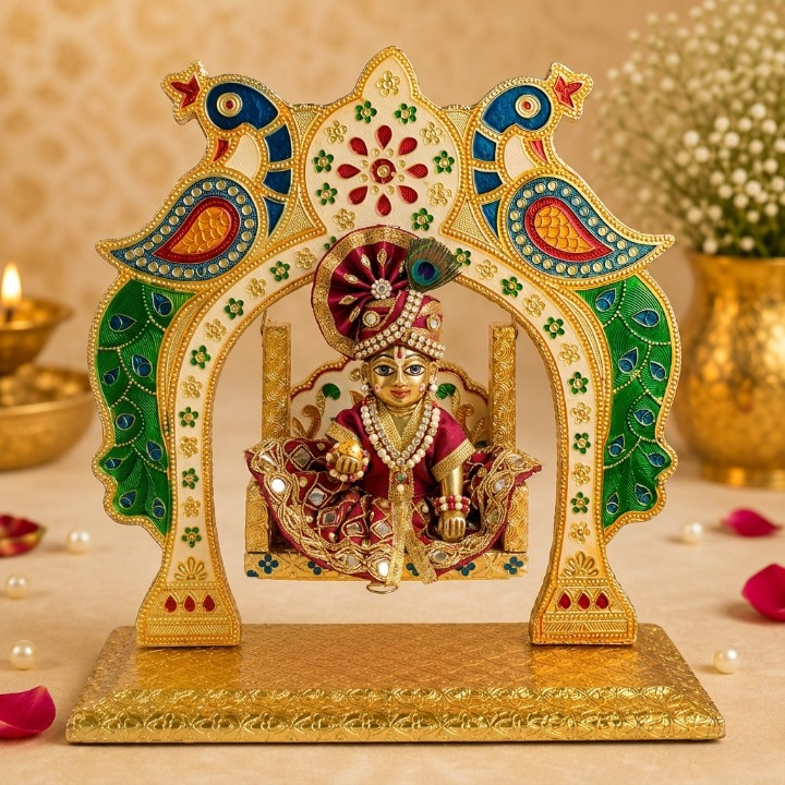 Majestic Golden Meenakari Jhula  for Laddu Gopal