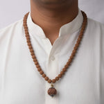 5 Mukhi Rudraksha Mala with Silver-Plated Capping Beads