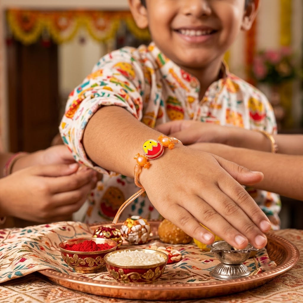 Fun Hatching Egg Chic Candy Beads Kids Rakhi