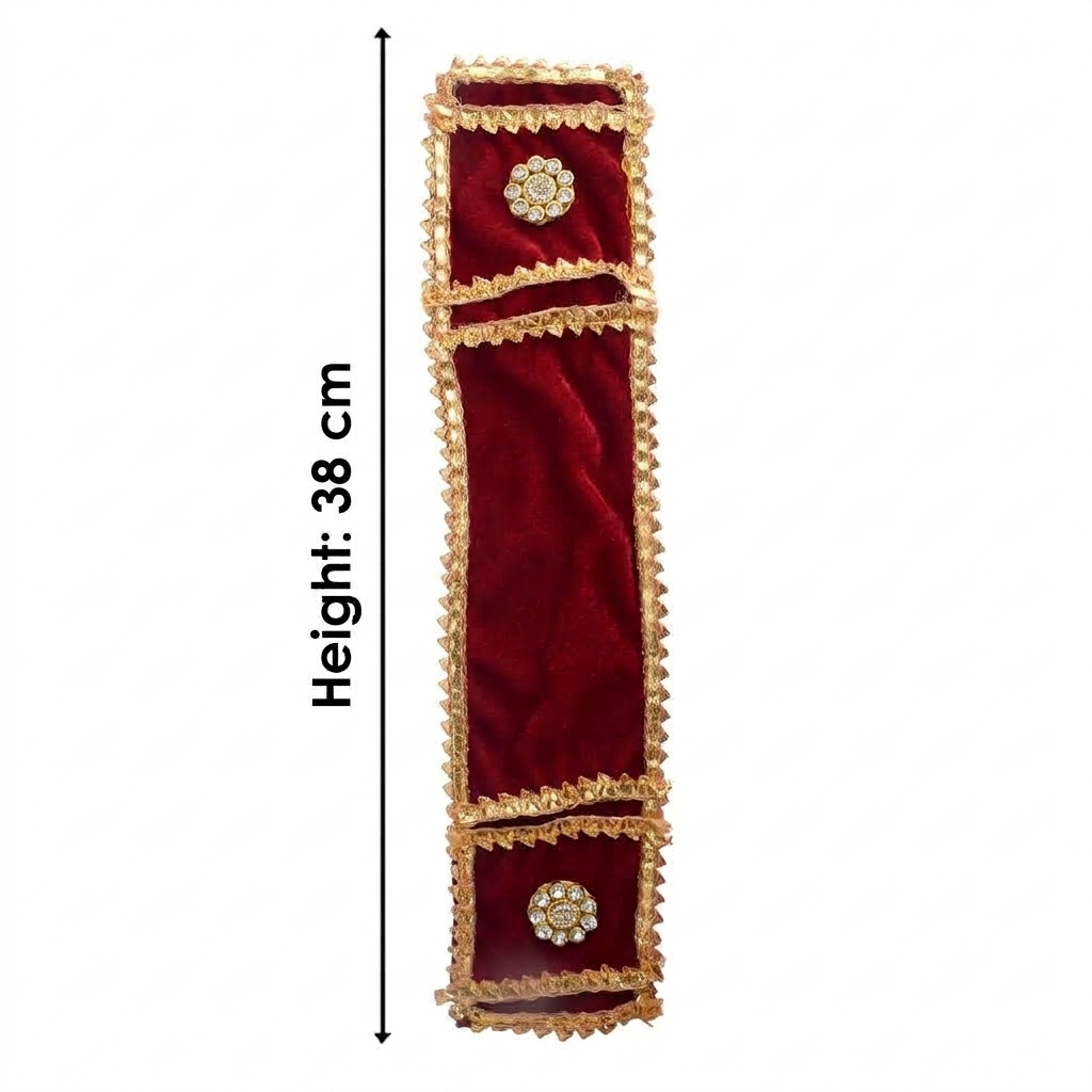 Decorative Maroon Velvet Ganpati Idol Patka with Floral Medallions
