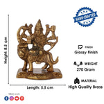 2.2 Inch Engraved Brass Maa Sherawali Idol