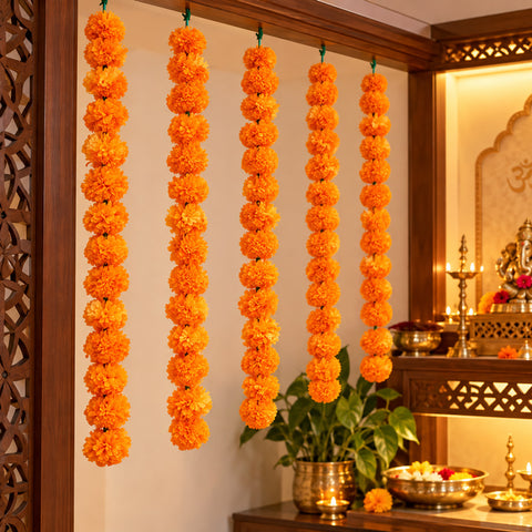 5 Feet Long Marigold Garland For Home Decoration