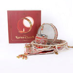 11 Pc Decorative Red Embroidery Karwa Chauth Thali Set