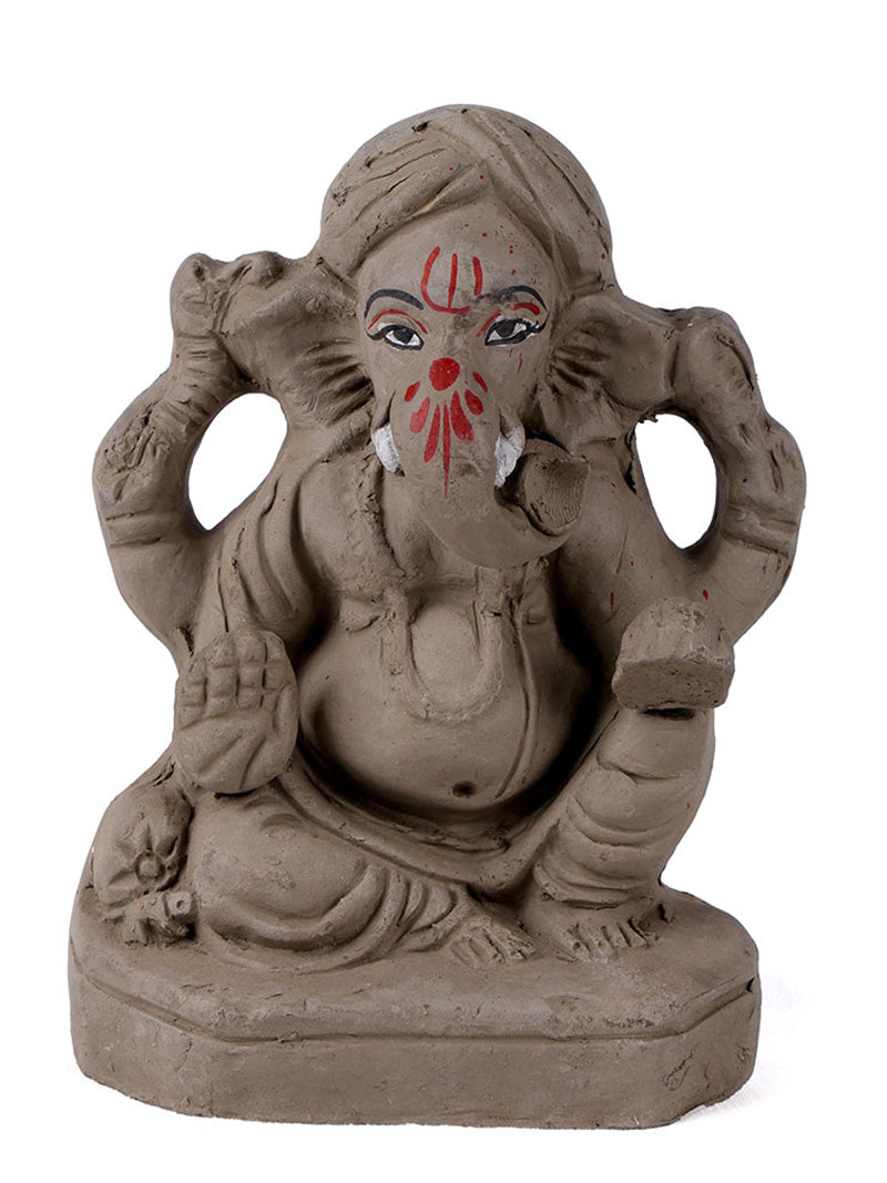 6 Inch Traditional Eco-Friendly Ganesha Idol in Lalitāsana Pose