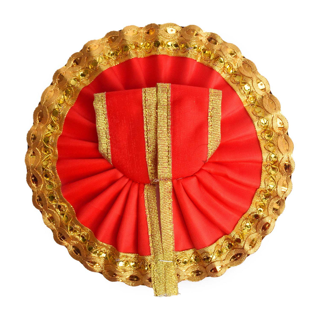 Radiant Laddu Gopal Red Dress with Golden Sequined Border
