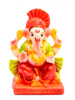 6 Inch Vibrant Eco-Friendly Ganesha Idol With Royal Turban
