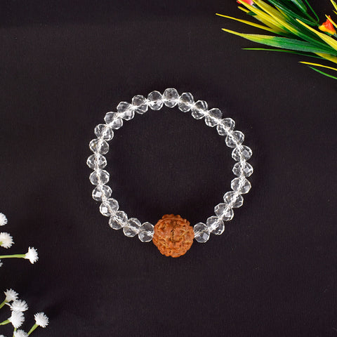 4 Mukhi Rudraksha Bracelet with Sphatik Crystal Beads for Knowledge and Clarity. India’s Largest Pooja Accessories Brand - www.satvikstore.in