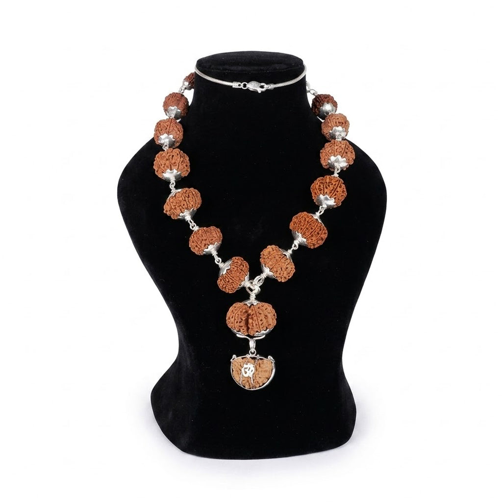 Siddha Mala with 1 Mukhi Half Moon (Silver Chain, Nepal Collector)