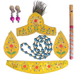 Kids Krishna Jewellery & Shringar Yellow Accessories Set