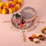11 Pc Decorative Red Embroidery Karwa Chauth Thali Set