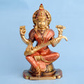 8.7 Inch Goddess Saraswati Mata Idol Brass Statue featuring intricate detailing, perfect for spiritual home decor, temple worship, and devotional gifting. India’s Largest Brass Idols Brand - www.satvikstore.in