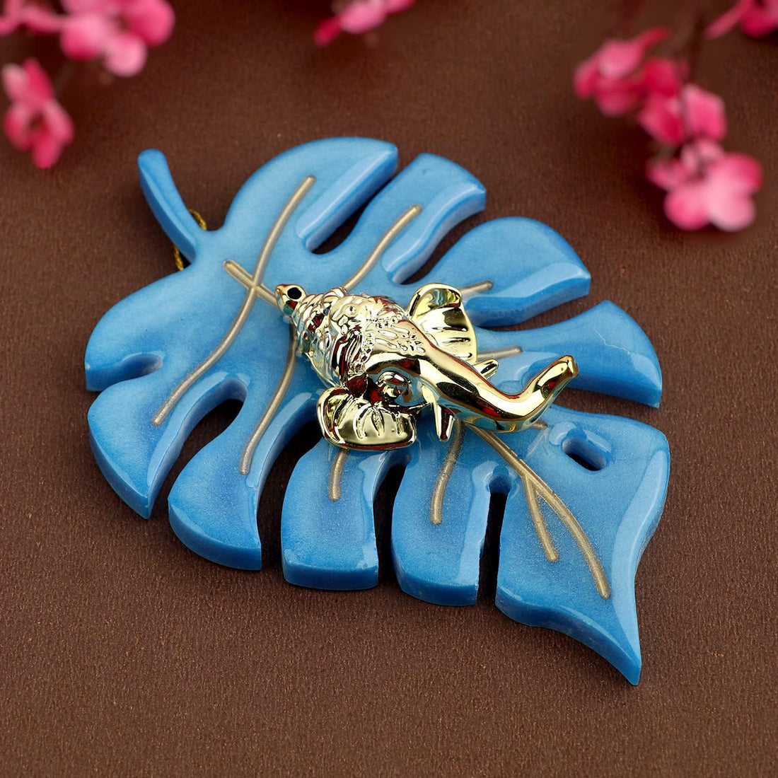 Elegant Classic Finish Ganesha On Leaf Wall Hanging