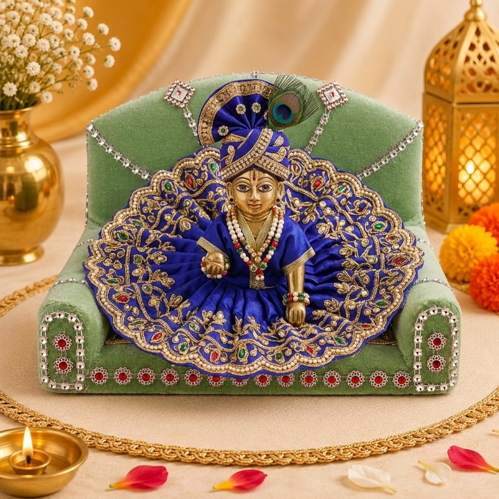 Laddu Gopal's Velvet Charisma: A Sacred Singhasan
