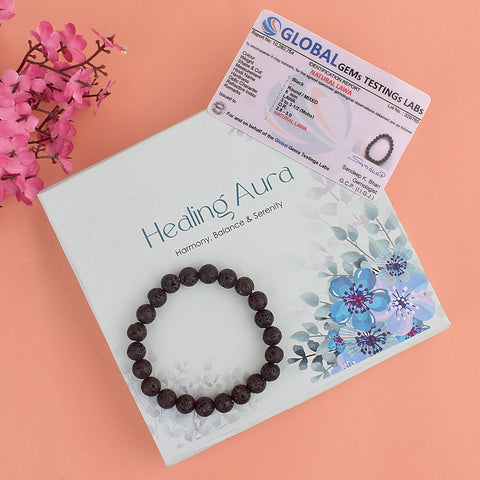 Authentic Lava Crystal Bracelet for Reiki Healing – 8 MM Beads for Grounding, Strength, and Calming Energy. 
India’s Largest Pooja Accessories Brand – www.satvikstore.in
