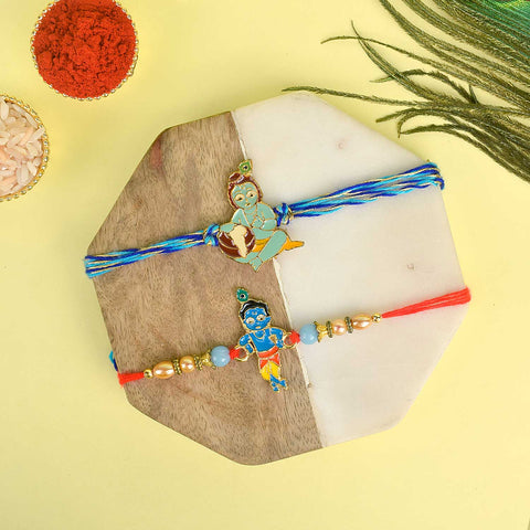 Set of 2 Cartoon-Themed Kids Rakhi with Roli Chawal and Ram Sita Stickers – Raksha Bandhan Gift Combo for Children. India’s Largest Pooja Accessories Brand - www.satvikstore.in