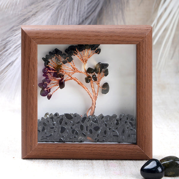 Black Onyx Tree with Frame Decorative Spiritual Piece
