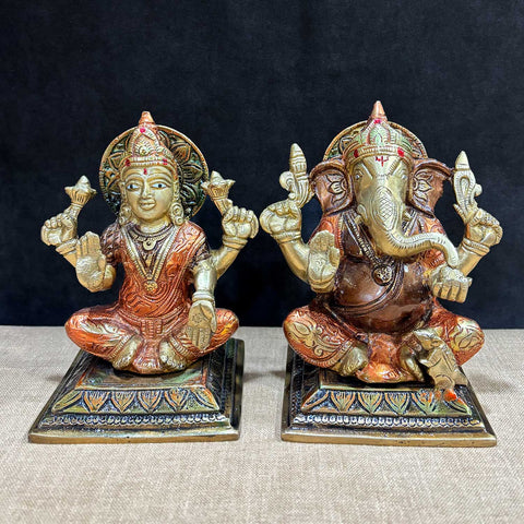 6.1 Inch Lakshmi Ganesha Idol, intricately crafted to depict Goddess Lakshmi and Lord Ganesha seated together, symbolizing divine blessings, wealth, and wisdom—ideal for Diwali and home puja décor. No.1 Brass Idol Store www.satvikstore.in 









