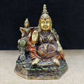 6.5 Inch Auspicious Lord Kuber Idol with Laxmi Ji made from premium brass, symbolizing divine wealth and prosperity, ideal for Diwali, Dhanteras, and home temple decor. No.1 Brass Idol Store www.satvikstore.in 
