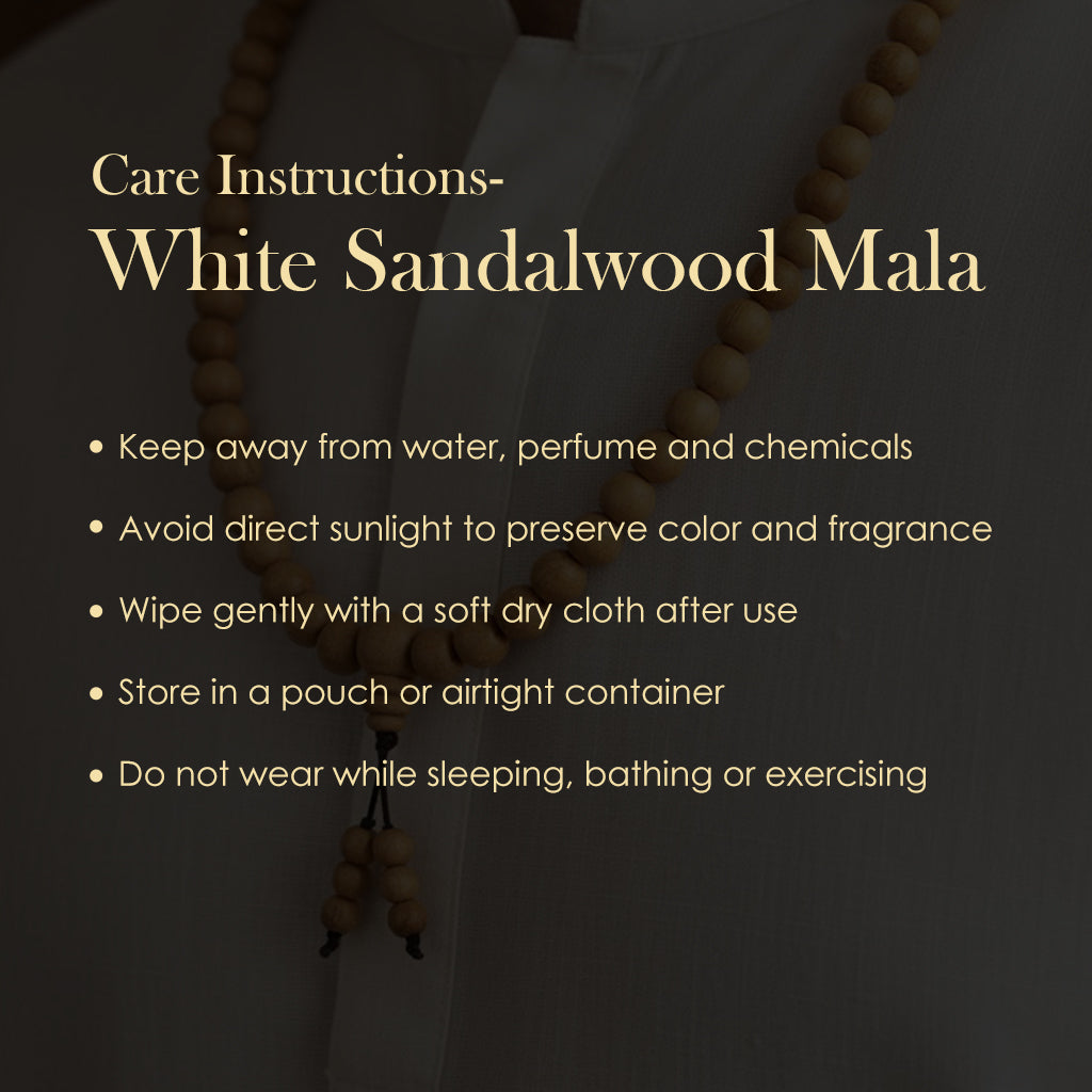 Certified 8mm 100% Original Authentic Mysore White Sandalwood (Chandan) Jap Mala