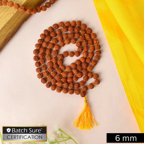 5 Mukhi Rudraksha Mala – Original Brown Beads for Spiritual Healing