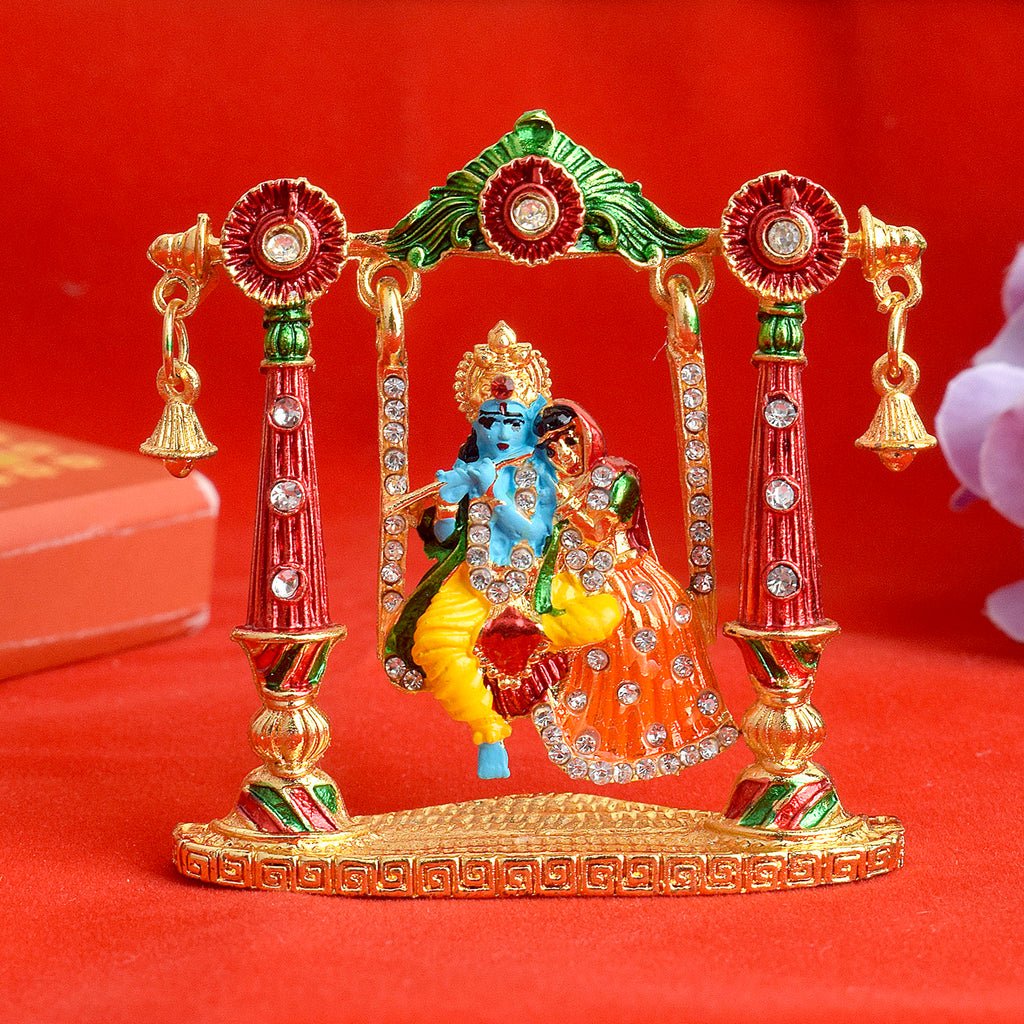 Radha Krishna on Swing Idol Puja Store Online Pooja Items Online Puja Samagri Pooja Store near me www.satvikstore.in