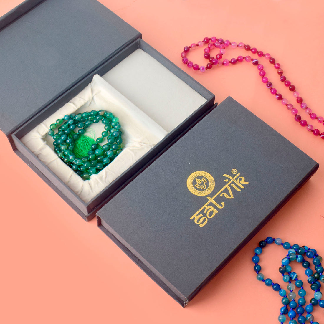 Premium Hakik Jap Mala Green aventurine