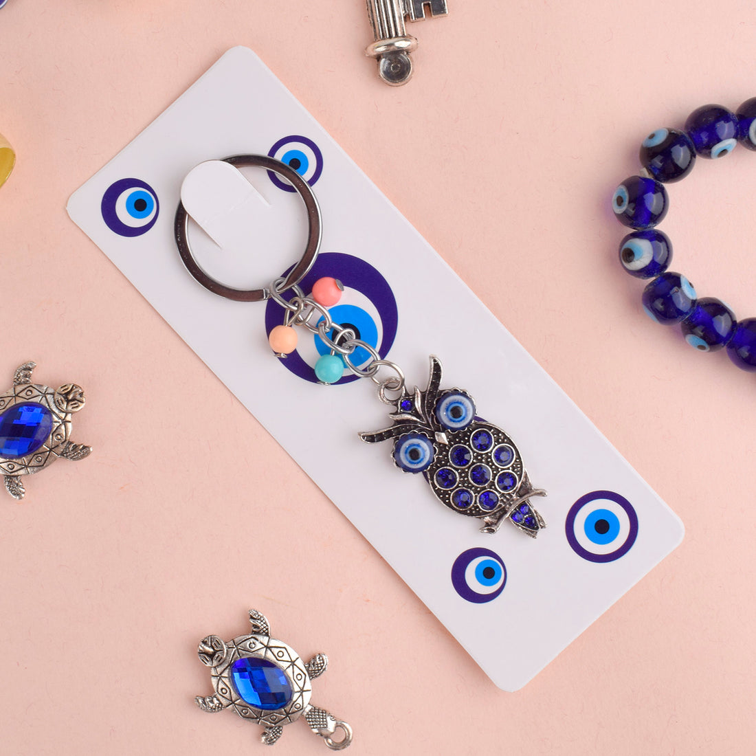Evil Eye Owl Keychain – Feng Shui Good Luck Charm