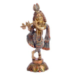 7.5 Inch Lord Krishna Brass Idol with Flute