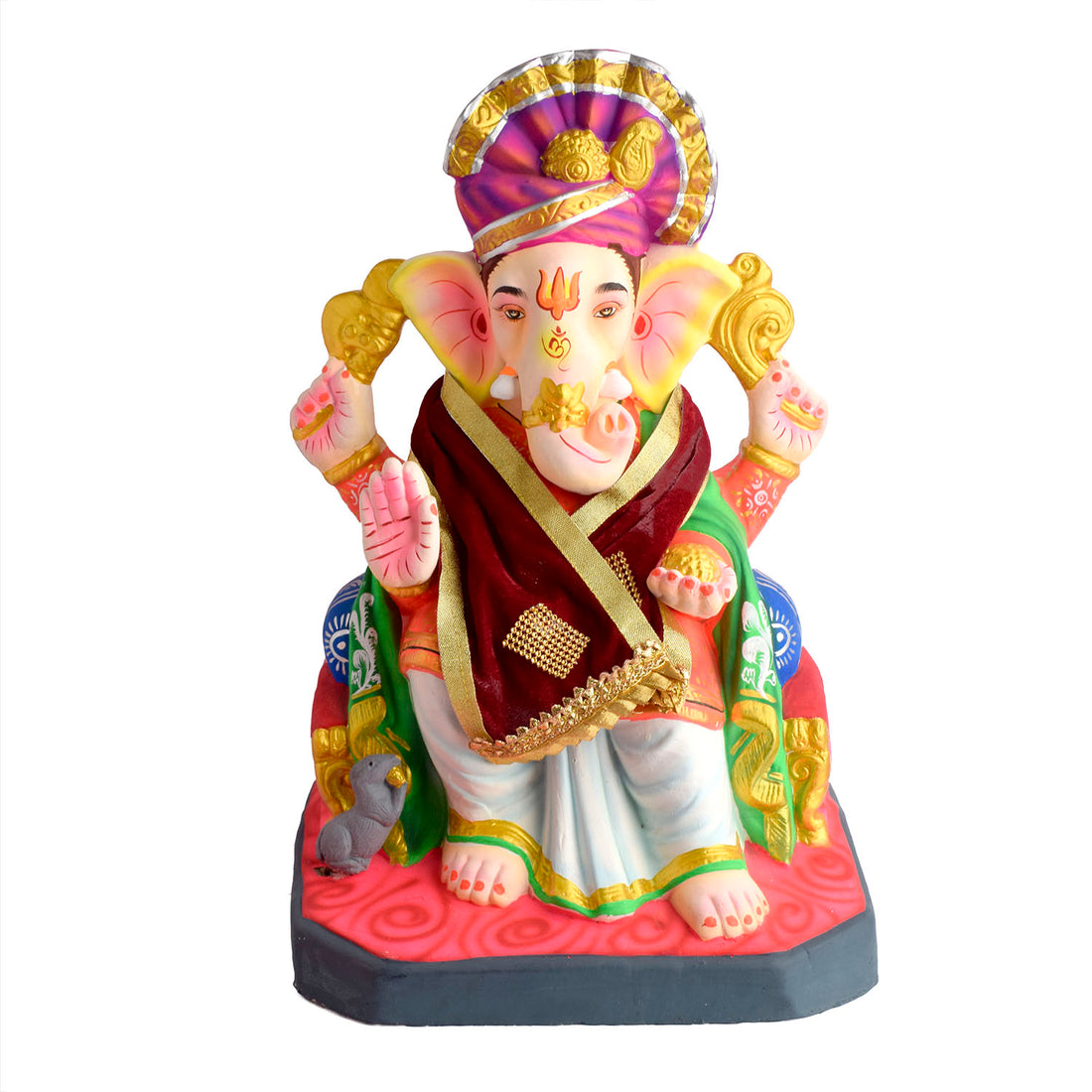 Handcrafted Maroon Velvet Ganpati Idol Patka